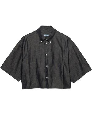 Prada Short-Sleeved Chambray Shirt - Black