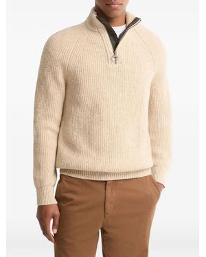 Barbour Essentials Fleck Half-Zip Jumper - Natural