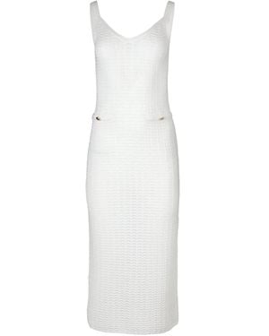 Monique Lhuillier Midikleid mit Knopfdetail - Weiß