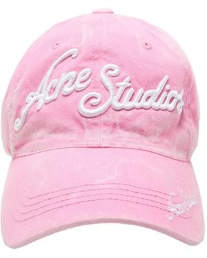 Acne Studios Logo-Embroidered Cotton Cap - Pink