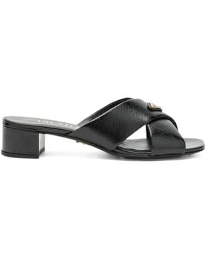 Prada Saffiano Sandalen - Schwarz