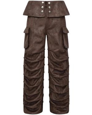 BIRTH OF ROYAL CHILD Diamond Armour Straight-Leg Trousers - Brown