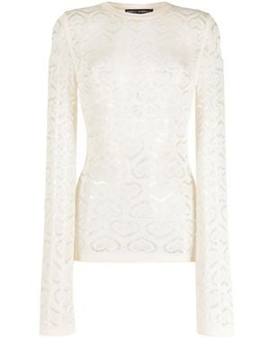 Marco Rambaldi Heart-Motif Long-Sleeved Top - White