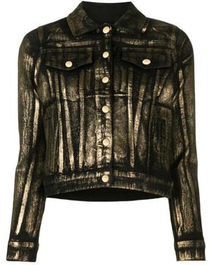 Madison Maison Paneled Foiled-Finish Denim Jacket - Black