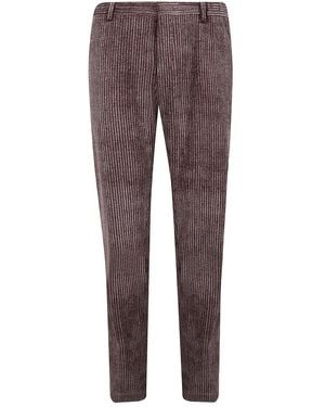 Emporio Armani Corduroy-Striped Straight-Leg Trousers - Purple