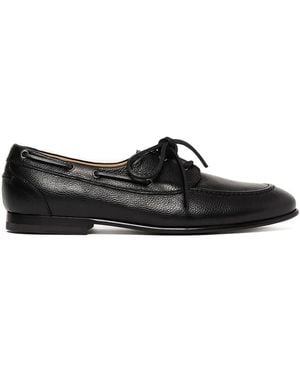 SCAROSSO Chaussures Bateau Ginevro En Cuir - Noir