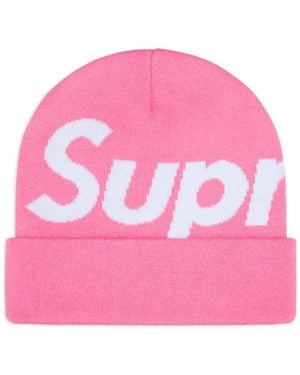 Supreme ロゴ ビーニー - ピンク