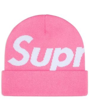 Supreme Intarsia-Logo Beanie Hat - Pink