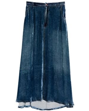 Pierre Louis Mascia Kandox Velvet-Effect Panelled Midi Skirt - Blue