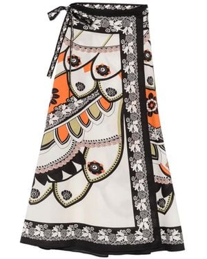 La DoubleJ Graphic-Print Wrap Skirt - White