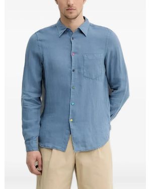 Paul Smith Multicoloured-Buttons Linen Shirt - Blue