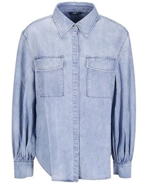 7 For All Mankind Chambray Patch-Pocket Shirt - Blue