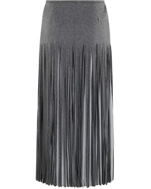 Tela Fringe-Detail Midi Skirt - Gray