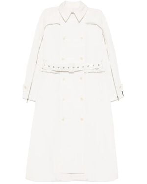 ROKH Gabardina Con Doble Botonadura - Blanco