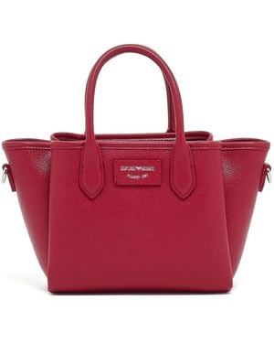 Emporio Armani Top-Handle Leather Satchel - Red