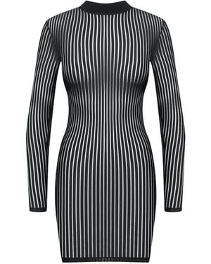 Maison Close Striped Sheer Mini Dress - Black