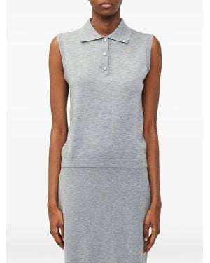 Lisa Yang Lise Sleeveless Polo Top - Grey