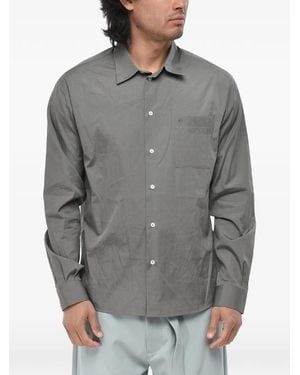 Off-White c/o Virgil Abloh Embroidered-Logo Poplin Shirt - Grey