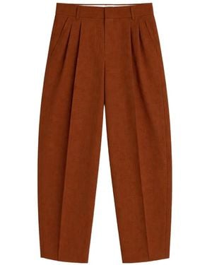A PAPER KID Pleated Linen Pants - Brown