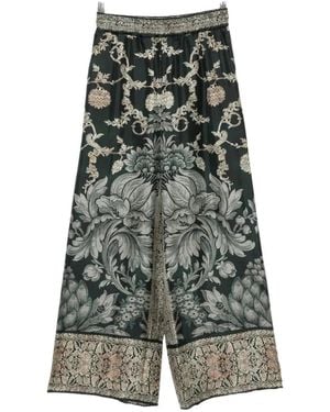 Pierre Louis Mascia Aloe Printed Silk Trousers - Green
