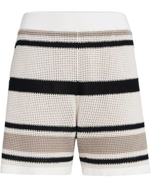 Brunello Cucinelli Striped Cotton Net Knit Shorts - Grey