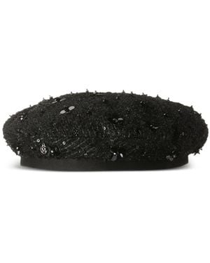 Maison Michel Beaded Textured Beret - Black