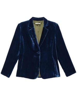 Maliparmi Velvet Flow Single-Breasted Blazer - Blue