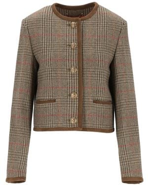 Golden Goose Prince Of Wales Buttoned Jacket - Brown