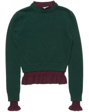 Acne Studios Ruffled Layered-Effect Sweater - Green