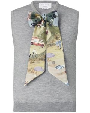 Thom Browne Nantucket Scenic Cashmere Silk Shell Top - Grey