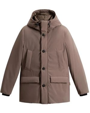 Woolrich Hooded Button-Fastening Jacket - Brown
