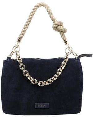 MY BEST BAG スエード ショルダーバッグ - ブルー