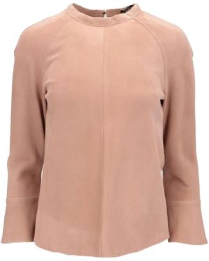 Tom Ford Raglan-Sleeve Suede Blouse - Pink