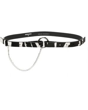 Patrizia Pepe Zebra-Print Chain-Detail Belt - White