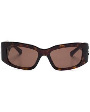 Balenciaga Rectangle-Frame Sunglasses - Brown