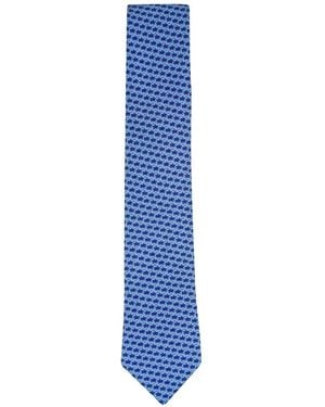 ZEGNA Palm-Tree Print Silk Tie - Blue