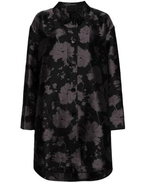 Puppets and Puppets Patterned-Jacquard Single-Breasted Coat - Black