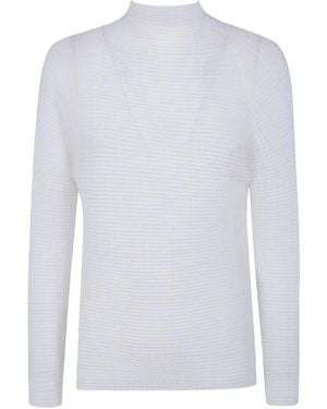 Issey Miyake Jersey Plisado Con Cuello Alto - Blanco
