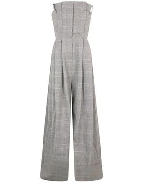 Moschino Combinaison-Bustier À Carreaux - Gray