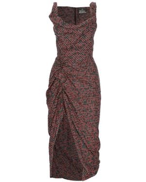 Vivienne Westwood Draped Sleeveless Cowl Neck Dress - Brown