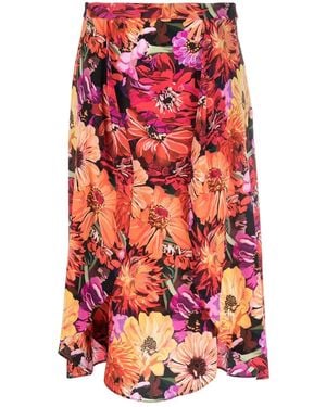 Stella McCartney Floral-Print Petal Midi Skirt - Red