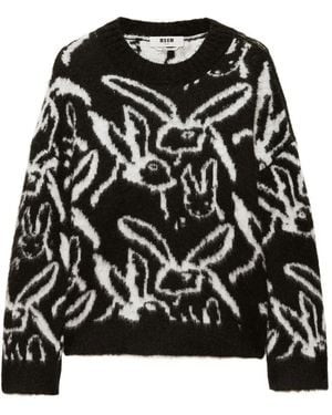 MSGM Rabbit-Print Sweatshirt - Black
