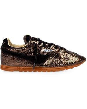 Autry Windspin Low Sequin-Embellished Velvet Sneakers - Brown