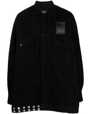 Raf Simons フリンジディテール デニムジャケット - ブラック
