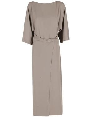 MEIMEIJ Wrap-Style Open-Back Midi Dress - Gray