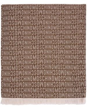 Moschino Logo-Print Fringed Scarf - Brown