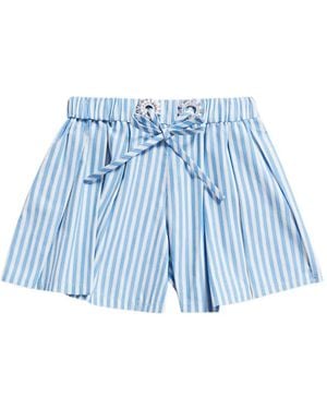 Area Pleated Grommet Shorts - Blue
