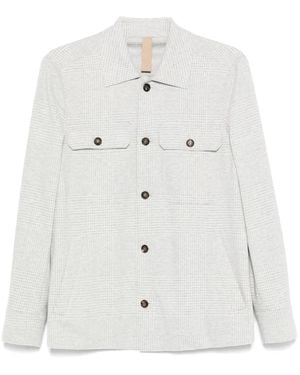 Eleventy Checked Shirt Jacket - White