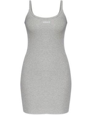 Versace Logo Ribbed Dress - Grey
