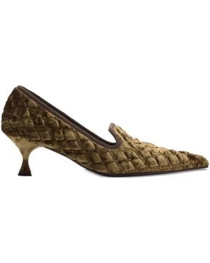 Burberry Gesteppte Samt-Pumps Mit Wappen 55Mm - Braun